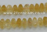 CCR10 15.5 inches 6*12mm faceted rondelle natural citrine gemstone beads