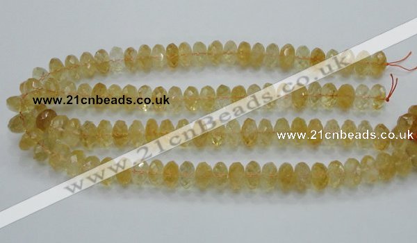 CCR11 15.5 inches 8*14mm faceted rondelle natural citrine gemstone beads