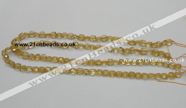 CCR12 15.5 inches 7*7mm faceted square natural citrine gemstone beads