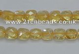 CCR14 15.5 inches 8*8mm faceted square natural citrine gemstone beads