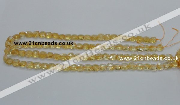 CCR14 15.5 inches 8*8mm faceted square natural citrine gemstone beads