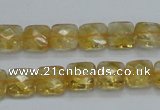 CCR15 15.5 inches 10*10mm faceted square natural citrine gemstone beads