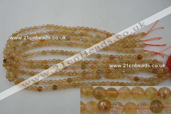 CCR151 15.5 inches 6mm faceted round natural citrine gemstone beads