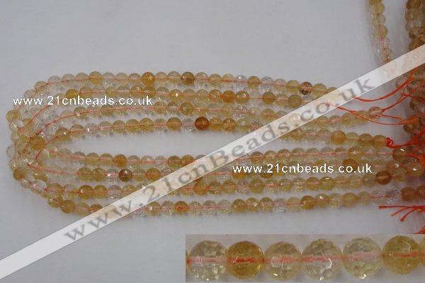 CCR152 15.5 inches 7mm faceted round natural citrine gemstone beads
