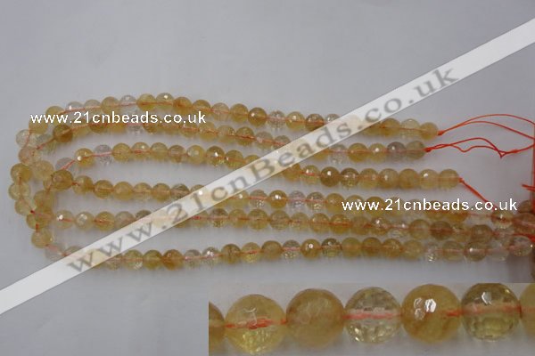 CCR153 15.5 inches 8mm faceted round natural citrine gemstone beads