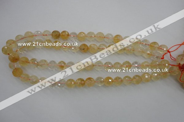 CCR156 15.5 inches 11mm faceted round natural citrine beads