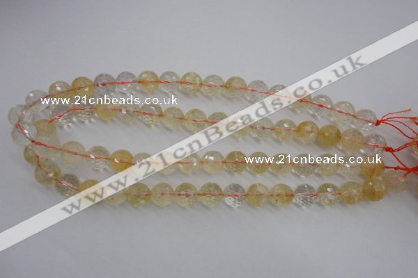 CCR157 15.5 inches 12mm faceted round natural citrine beads