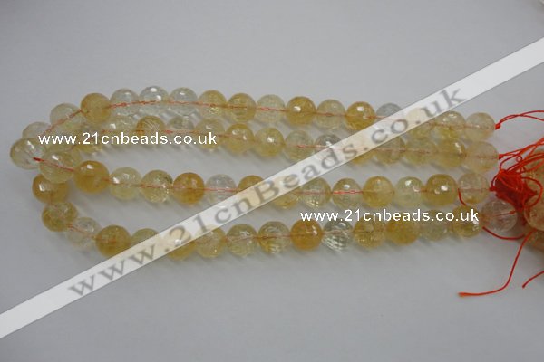 CCR158 15.5 inches 13mm faceted round natural citrine beads