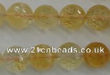 CCR159 15.5 inches 14mm faceted round natural citrine beads