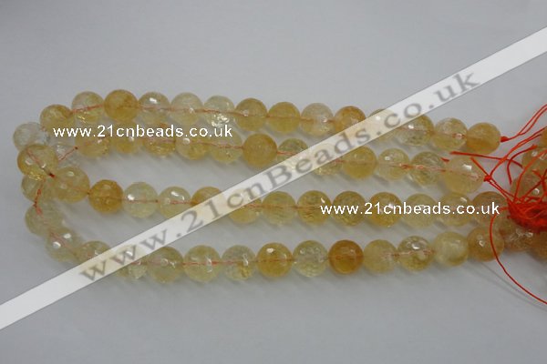 CCR159 15.5 inches 14mm faceted round natural citrine beads