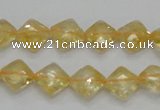 CCR16 15.5 inches 10*10mm faceted diamond natural citrine gemstone beads