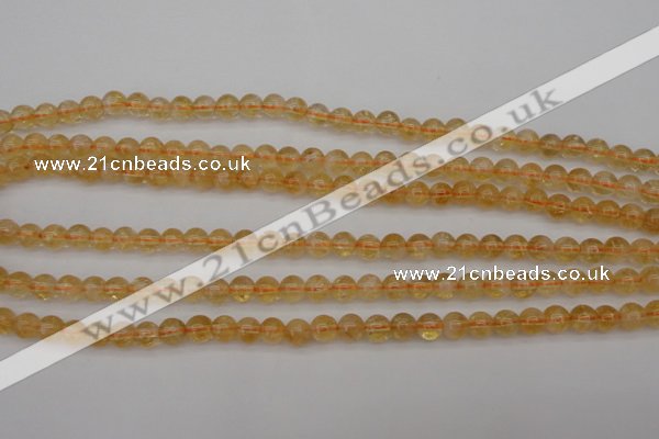 CCR165 15.5 inches 6mm round natural citrine beads wholesale