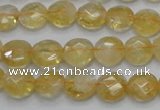 CCR18 15.5 inches 10mm faceted flat round natural citrine gemstone beads