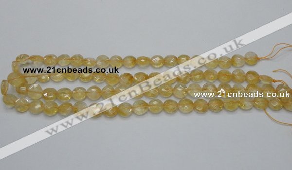 CCR18 15.5 inches 10mm faceted flat round natural citrine gemstone beads