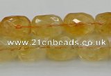 CCR180 15.5 inches 11*14mm faceted drum citrine gemstone beads