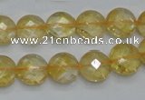 CCR19 15.5 inches 12mm faceted flat round natural citrine gemstone beads