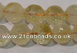 CCR205 15.5 inches 14mm faceted round natural citrine gemstone beads