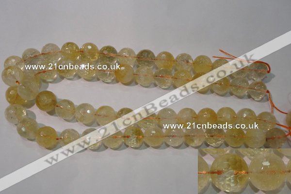 CCR205 15.5 inches 14mm faceted round natural citrine gemstone beads