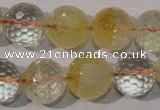 CCR206 15.5 inches 15mm faceted round natural citrine gemstone beads