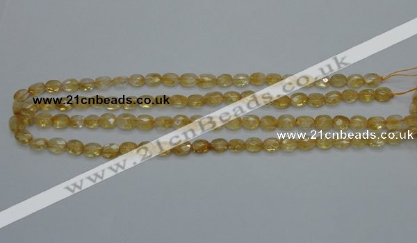 CCR21 15.5 inches 6*7mm faceted oval natural citrine gemstone beads