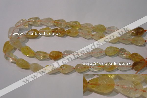 CCR212 15.5 inches 13*18mm faceted teardrop citrine gemstone beads