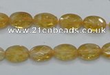 CCR22 15.5 inches 8*12mm faceted oval natural citrine gemstone beads