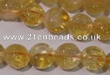 CCR230 15.5 inches 8mm flat round natural citrine gemstone beads