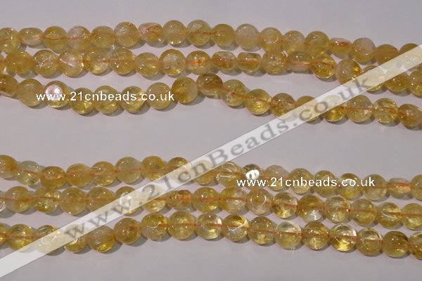 CCR230 15.5 inches 8mm flat round natural citrine gemstone beads