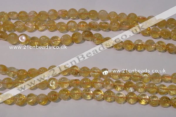 CCR231 15.5 inches 10mm flat round natural citrine gemstone beads