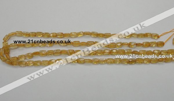 CCR26 15.5 inches 6*7mm faceted rectangle natural citrine beads