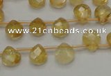 CCR31 15.5 inches 8*10mm faceted briolette natural citrine beads