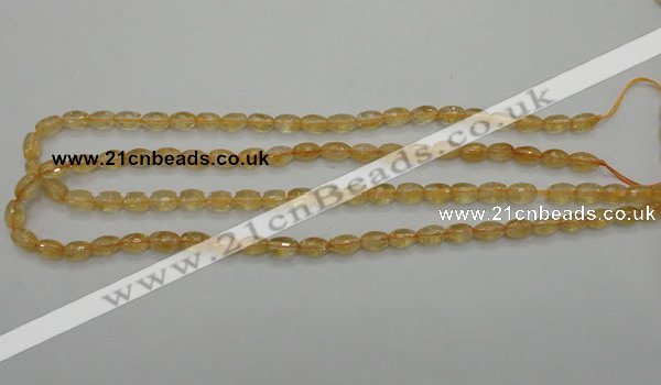 CCR32 15.5 inches 6*8mm faceted rice natural citrine gemstone beads