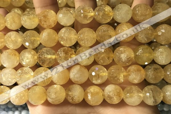 CCR358 15.5 inches 12mm faceted round citrine beads
