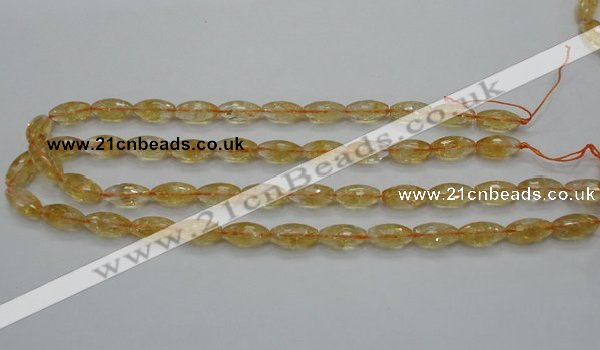 CCR36 15.5 inches 8*16mm faceted rice natural citrine gemstone beads