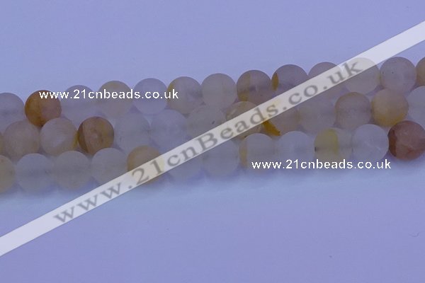 CCR375 15.5 inches 14mm round matte citrine beads wholesale