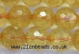 CCR386 15 inches 8mm faceted round citrine beads wholesale