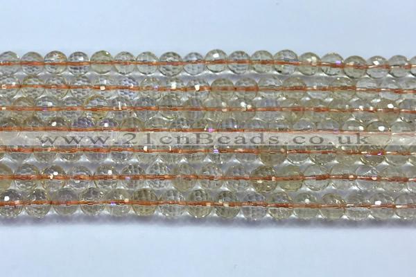 CCR390 15 inches 6mm faceted round citrine beads wholesale