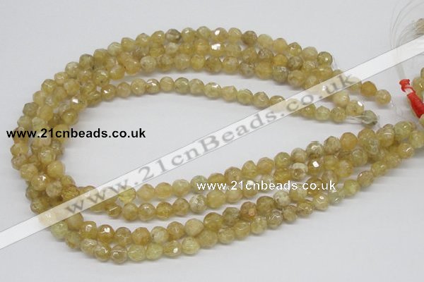 CCR83 15.5 inches 8mm faceted round citrine gemstone beads wholesale