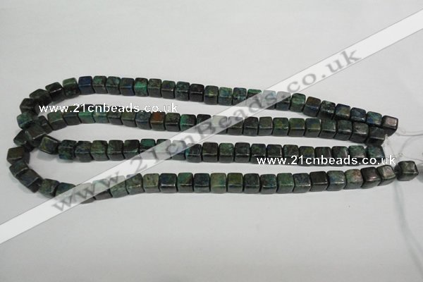 CCS154 15.5 inches 8*8mm cube dyed chrysocolla gemstone beads