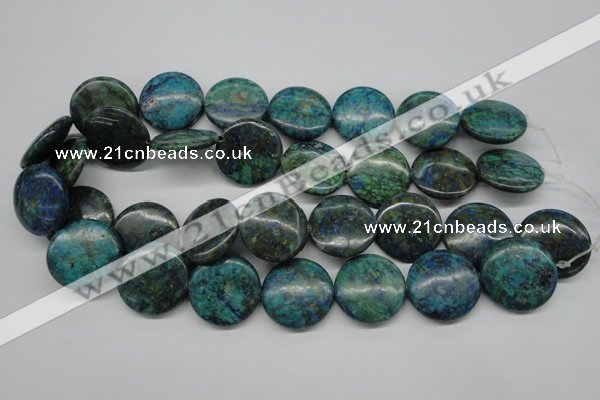 CCS162 15.5 inches 25mm flat round dyed chrysocolla gemstone beads