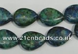 CCS173 15.5 inches 13*18mm flat teardrop dyed chrysocolla gemstone beads