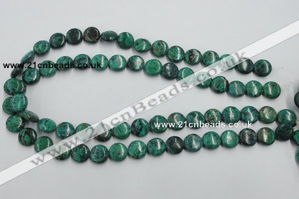 CCS212 15.5 inches 12mm flat round natural Chinese chrysocolla beads