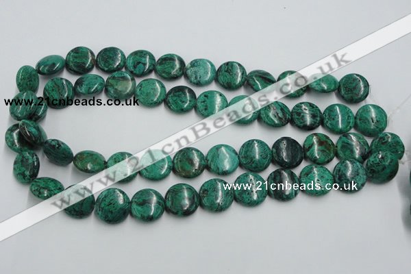 CCS214 15.5 inches 16mm flat round natural Chinese chrysocolla beads