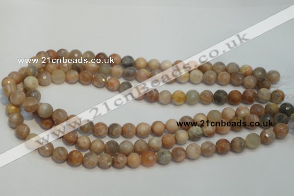 CCS312 15.5 inches 10mm faceted round natural sunstone beads