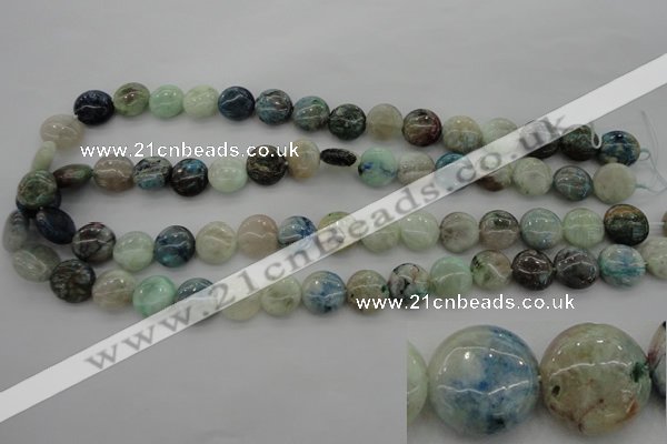 CCS38 15.5 inches 12mm flat round natural chrysocolla gemstone beads