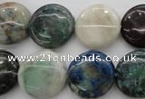 CCS40 15.5 inches 16mm flat round natural chrysocolla gemstone beads