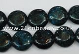 CCS434 15.5 inches 14mm flat round dyed chrysocolla gemstone beads