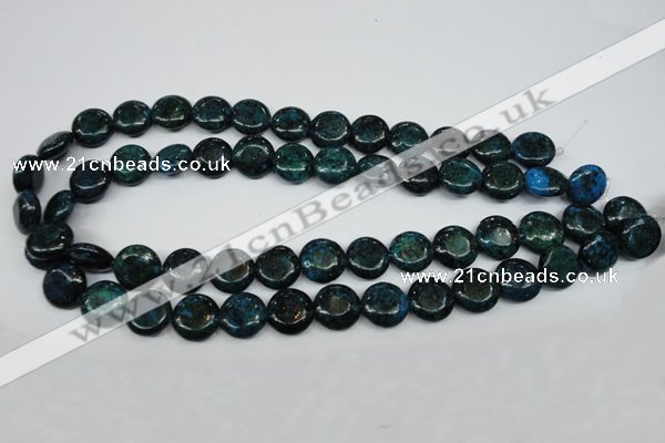 CCS434 15.5 inches 14mm flat round dyed chrysocolla gemstone beads