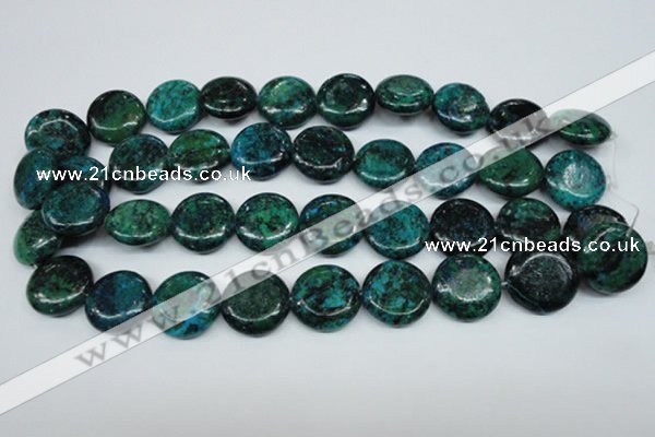 CCS437 15.5 inches 20mm flat round dyed chrysocolla gemstone beads