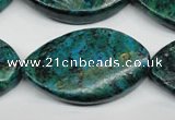 CCS485 15.5 inches 25*40mm twisted marquise dyed chrysocolla gemstone beads